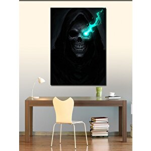Kanvas Tablo Neon Efektli Karanlık Kafatası 70x100 cm
