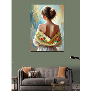 Kanvas Tablo Omuz Şalı İle Sırtı Dönük Kadın 100x140 cm