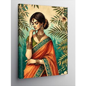 Kanvas Tablo Hintli Kadın Ve Geleneksel Şıklık 100x140 cm