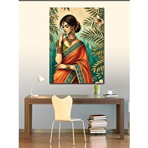 Kanvas Tablo Hintli Kadın Ve Geleneksel Şıklık 100x140 cm