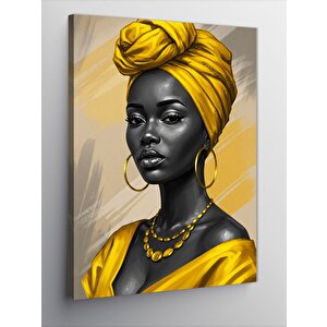 Kanvas Tablo Sarı Eşarplı Kadın 100x140 cm