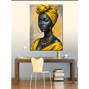 Kanvas Tablo Sarı Eşarplı Kadın 100x140 cm