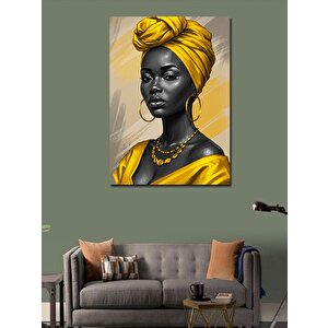 Kanvas Tablo Sarı Eşarplı Kadın 100x140 cm