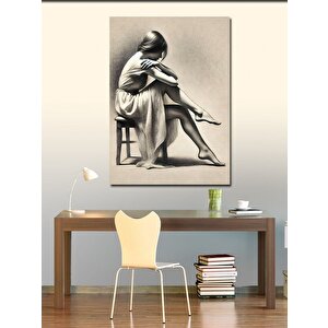 Kanvas Tablo Sandalyede Oturan Kadın 70x100 cm