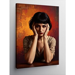 Kanvas Tablo Melankolik Kadın Portresi 100x140 cm