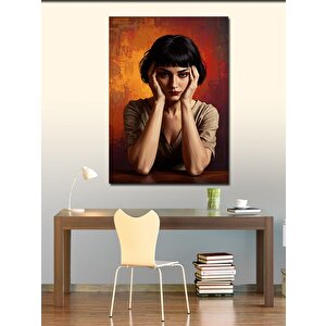 Kanvas Tablo Melankolik Kadın Portresi 100x140 cm