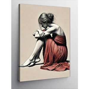 Kanvas Tablo Düşünen Kadın Ve Melankoli 70x100 cm