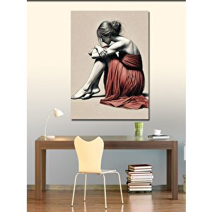 Kanvas Tablo Düşünen Kadın Ve Melankoli 70x100 cm