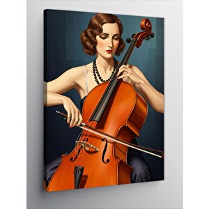 Kanvas Tablo Çello Çalan Kadın 100x140 cm