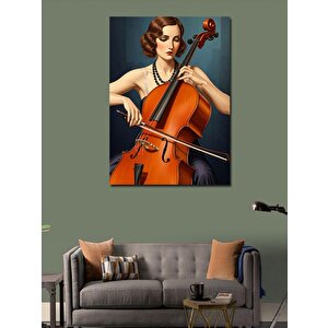 Kanvas Tablo Çello Çalan Kadın 100x140 cm