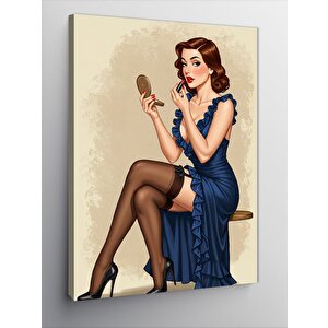 Kanvas Tablo Retro Kadın Ve Ayna 70x100 cm