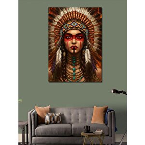Kanvas Tablo Kızılderili Kadın Ve Süslemeler 50x70 cm