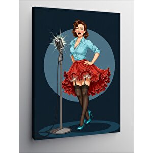 Kanvas Tablo Retro Şarkıcı Kadın 50x70 cm