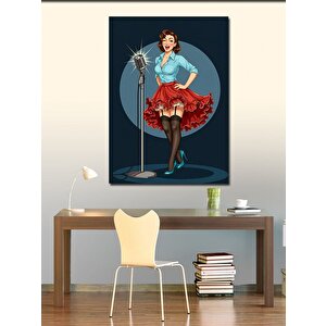 Kanvas Tablo Retro Şarkıcı Kadın 50x70 cm