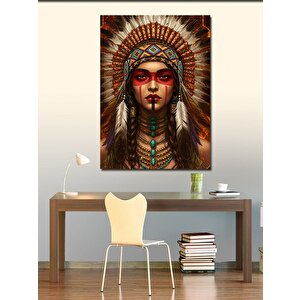 Kanvas Tablo Kızılderili Kadın Ve Süslemeler 70x100 cm