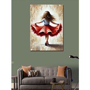 Kanvas Tablo Kırmızı Etekli Dans Eden Kız 70x100 cm