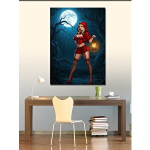 Kanvas Tablo Kırmızı Pelerinli Cesur Kadın 100x140 cm
