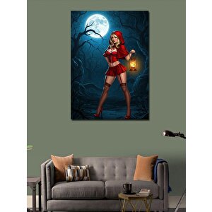 Kanvas Tablo Kırmızı Pelerinli Cesur Kadın 100x140 cm
