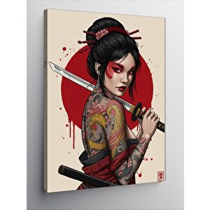 Kanvas Tablo Geleneksel Kılıçlı Japon Kadın 50x70 cm