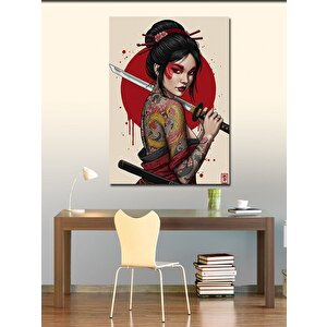 Kanvas Tablo Geleneksel Kılıçlı Japon Kadın 50x70 cm