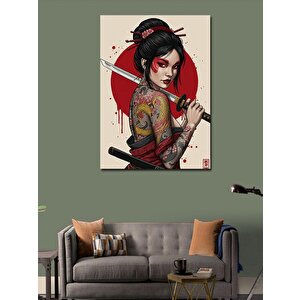 Kanvas Tablo Geleneksel Kılıçlı Japon Kadın 50x70 cm