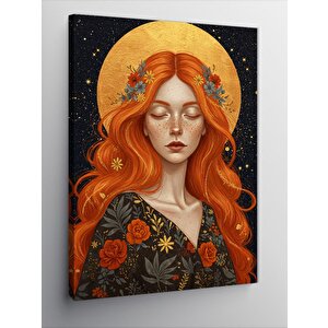 Kanvas Tablo Turuncu Saçlı Kadın Portresi 70x100 cm