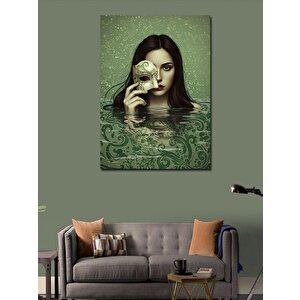 Kanvas Tablo Yeşil Gözlü Kadın Ve Desenler 70x100 cm