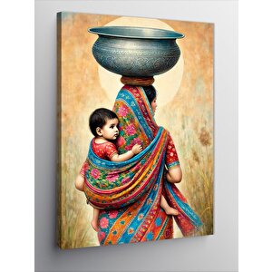 Kanvas Tablo Etnik Kadın Ve Çocuk 70x100 cm