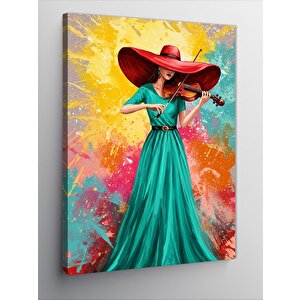Kanvas Tablo Kırmızı Şapkalı Kadın 70x100 cm