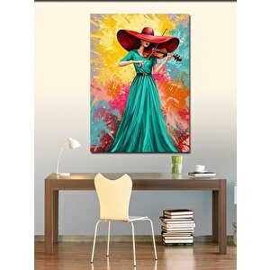 Kanvas Tablo Kırmızı Şapkalı Kadın 70x100 cm