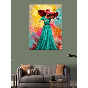 Kanvas Tablo Kırmızı Şapkalı Kadın 70x100 cm