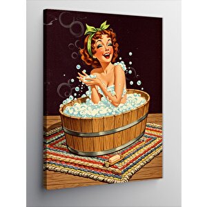 Kanvas Tablo Küvette Neşeli Kadın 100x140 cm