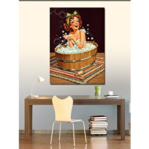 Kanvas Tablo Küvette Neşeli Kadın 100x140 cm