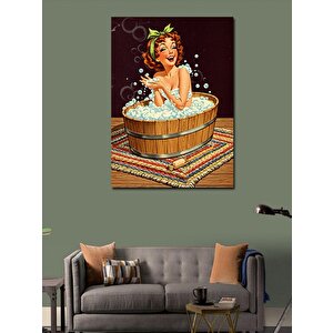 Kanvas Tablo Küvette Neşeli Kadın 100x140 cm