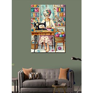 Kanvas Tablo El Sanatlarıyla Çalışan Kadın 100x140 cm
