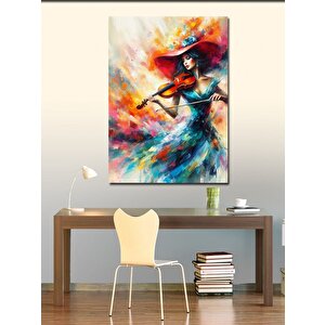 Kanvas Tablo Keman Çalan Renkli Kadın 100x140 cm