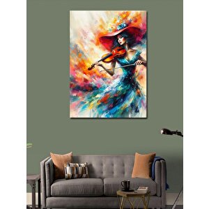 Kanvas Tablo Keman Çalan Renkli Kadın 100x140 cm