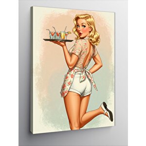 Kanvas Tablo Retro Servis Kadını 100x140 cm
