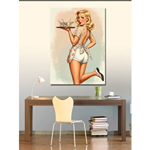 Kanvas Tablo Retro Servis Kadını 100x140 cm