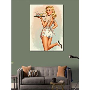Kanvas Tablo Retro Servis Kadını 100x140 cm