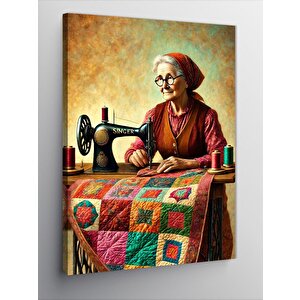 Kanvas Tablo Dikiş Yapan Kadın 100x140 cm