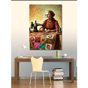 Kanvas Tablo Dikiş Yapan Kadın 100x140 cm