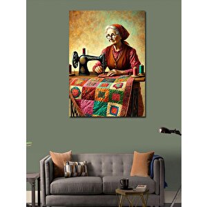 Kanvas Tablo Dikiş Yapan Kadın 100x140 cm