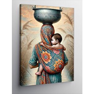 Kanvas Tablo Bebek Taşıyan Kadın Ve Kültürel Kıyafetler 50x70 cm