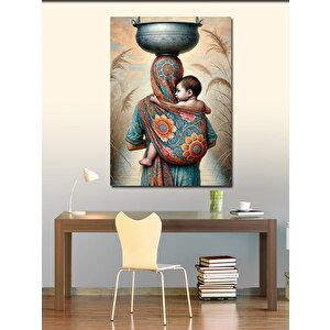 Kanvas Tablo Bebek Taşıyan Kadın Ve Kültürel Kıyafetler 50x70 cm
