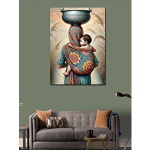 Kanvas Tablo Bebek Taşıyan Kadın Ve Kültürel Kıyafetler 50x70 cm
