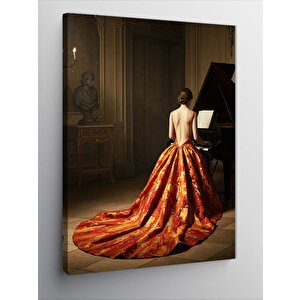 Kanvas Tablo Piyanolu Zarif Kadın 70x100 cm