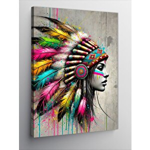 Kanvas Tablo Kızılderili Kadın Portresi 70x100 cm