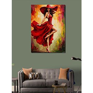 Kanvas Tablo Kırmızı Elbiseli Kadın 70x100 cm