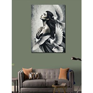 Kanvas Tablo Güvercinlerle Kadın Portresi 70x100 cm